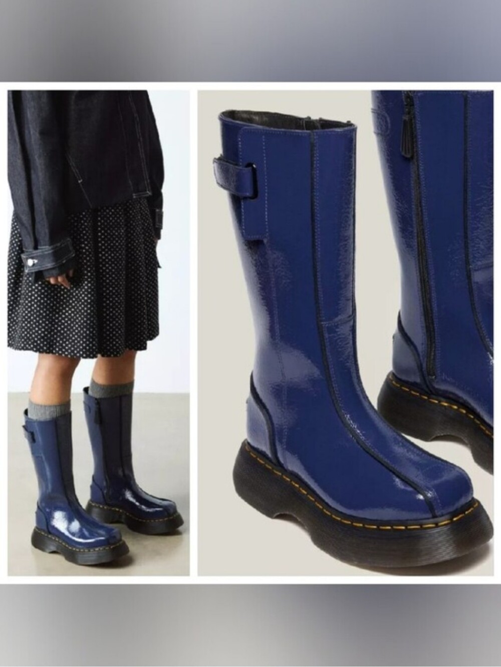 Dr. Martens BUZZ HI Tall Distressed Patent Leather Boots